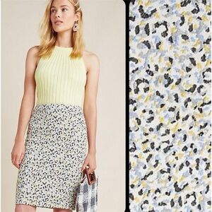 Anthropologie Maeve Leopard Print Pastel Jacquard Pencil Skirt XXSP